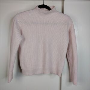 Vineyard Vines Cashmere Boxy Cropped High Moc Neck Sweater Womens Size XS Pink